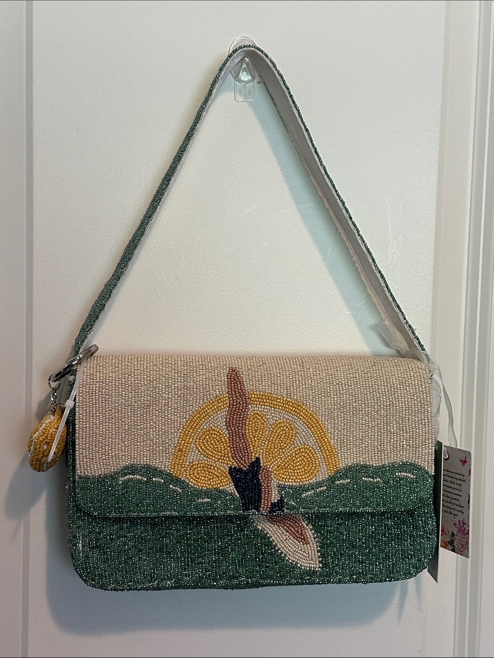 VIRAL Made in India diver bag. Beaded diver bag. Lemon diver beaded bag!